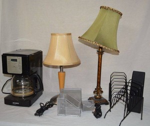 lot 288 image: Desk Lamps, Mr. Coffee Coffee Maker and Office Desk Organizers