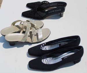 lot 53 image: Womens Shoes Munro Champagne SnakeBeige Kid (Size 9 12 SS), Anne Klein (Made in Italy Size 9 N) and Stuart Weitzman Navy Abacus (Size 9.5 N) Shoes