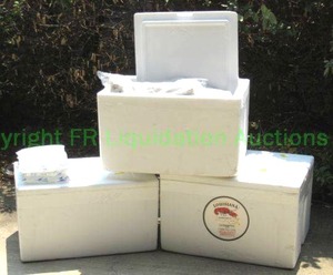 lot 173 image: Loboy thermal chest styrofoam freezable shipping boxes and freezable cold packs