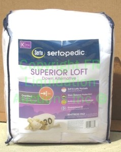 lot 179 image: Serta sertapedic superior loft down alternative mattress pad, King size