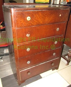 lot 9 image: Antique S.C.W.S Shieldhall & Beith furniture red oak chest of drawers, made in Scottland