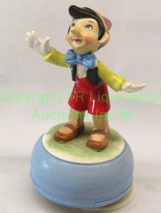 lot 107 image: Vintage Disney Pinocchio Schmid Bros. ceramic music box
