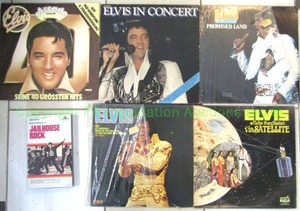 lot 151 image: Vintage Elvis Presley LP records and VHS tape