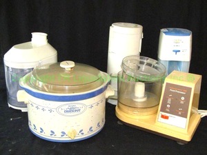 lot 33 image: Counter top appliances including Rival crock pot, Hamilton Beach food processor, Mr. Coffee iced tea maker, and more