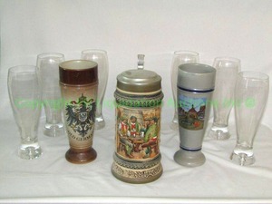 lot 50 image: Made in Germany beer steins including Staffel, Gerz and Pilsner beer glasses