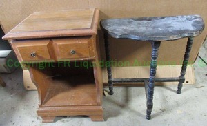 lot 250 image: Vintage entry hall table and telephone stand