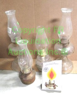 lot 259 image: Vintage glass hurricane oil lanterns