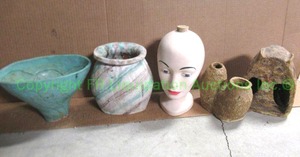 lot 260 image: Hand made ceramics and ceramic display head