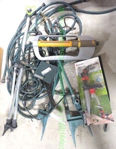 lot 209 image: Gardena pulse sprinkler in blister pack, lawn sprinkler and hose plus