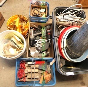lot 235 image: Assorted tools & hardware including Craftsman cordless tools (no batteries) and much more
