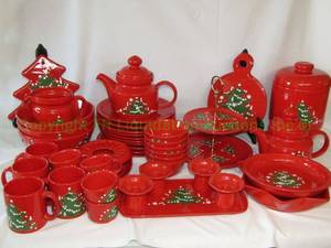 lot 234 image: Waechtersbach Germany ceramic Christmas serving set