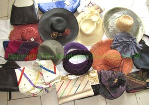 lot 27 image: Assorted name brand hand bags, purses and hats including Legent, Colini, Sonni, and more