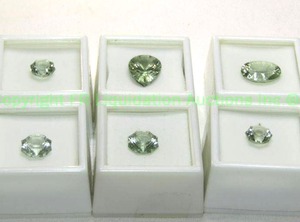 lot 327 image: (6) Prasiolite Gems. Varying sizes.