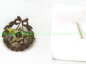 lot 340 image: 10K yellow gold Order of The Eastern Star lapel pin. Marked 10KT Top. Includes a 10K watch pin (marked 10KT)