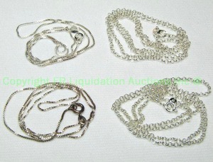 lot 370 image: (4) Sterling silver Italian Rolo (21L) and box (18L) chains. All marked 925 Italy.