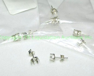 lot 371 image: (4) Sterling silver snap tight 6x4mm poststud earring mounts (4 sets) Marked 925 on posts. Complete with butterfly backs.