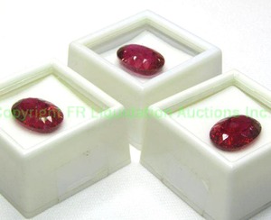 lot 379 image: (3) Treated Crimson Red Top Topaz gemstones. 13.40 carat 18x13mm