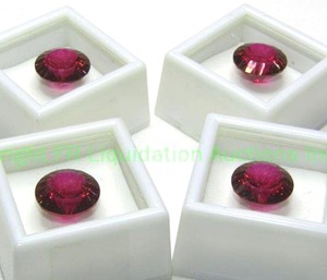 lot 380 image: (4) Treated Crimson Red Top Topaz gemstones. 14.05 carat 16mm round