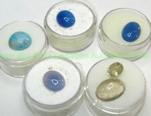 lot 408 image: (5) Blue  Other gemstones. Varying sizes and quantities.