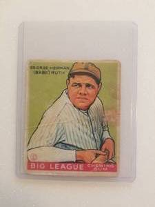 lot 1 image: 1933 Goudey Gum Babe Ruth Card #181 - Authenticity unknown