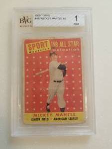 lot 5 image: 1958 Topps Mickey Mantle All-Star #487 - Authenticity Unknown