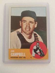 lot 21 image: 1963 Topps Jim Campbell baseball card - Authenticity Unknown