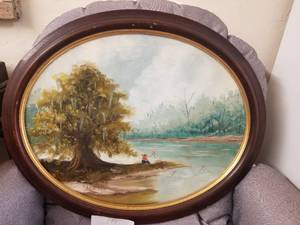 lot 149 image: Framed oval painting