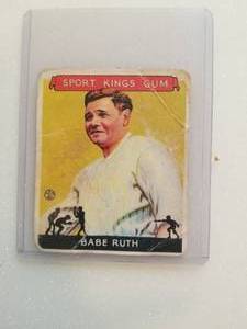 lot 209 image: BABE RUTH 1933 Goudey Sport Kings Gum Card #2 - Authenticity Unknown