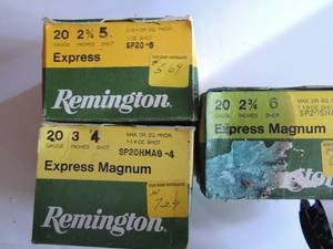 lot 88 image: Remington 20 gauge express 5 shot 2.75     Express magnum  4 shot 3   & Magnum    2.75   6 shot