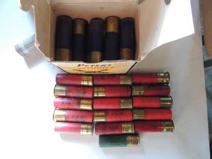 lot 112 image: 16 gauge shells Winchester 2.75 5 shot  QTY 15  &  Remington Peters 6 shot qty 19