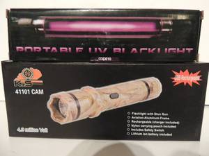 lot 68 image: KS camlight flashlight stun gun camo and portable UV black light NIP