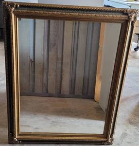lot 142 image: LARGE FRAMED MIRROR IN STYLE, COLOR, AND CONDITION SHOWN. APPROX. 30.5W x 36.5H.