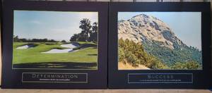 lot 8 image: LOT OF 2 CANVAS-STYLE INSPIRATIONAL SUCCESS AND DETERMINATION FRAMES AS SHOWN. EACH APPROX. 25.5W x 21.5H. (SOLD 2X THE MONEY)