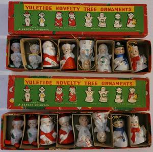 lot 43 image: VINTAGE YULETIDE NOVELTY TREE ORNAMENT BELLS SETS 548 JAPAN -- A DANSAN ORIGINAL IN BOXES AS SHOWN. (SOLD 2X THE MONEY)