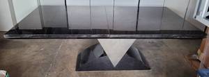 lot 16 image: LARGE CONFERENCE TABLE WITH TWO ADDITIONAL EXTENSION LEAVES IN STYLE, COLOR, AND CONDITION SHOWN. TOP IS ALREADY DETACHED FROM BASE FOR MOVINGLOADING. THIS PIECE IS VERY HEAVY