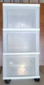 lot 78 image: PLASTIC 3-DRAWER STORAGE CART AS SHOWN.