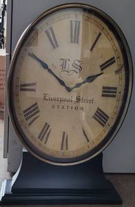 lot 130 image: LIVERPOOL STREET STATION CONTEMPORARY TALL QUARTZ CLOCK ON STAND