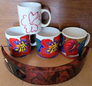 lot 148 image: HAWAII COLLECTIBLES. INCLUDES LAUREL BURCH MUGS AND KOA WOOD KAUAI CARVED INCENSE BURNER