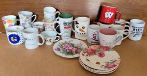 lot 181 image: COLLECTIBLE MUGS FINE CHINA CUPS AND PLATES INCLUDES ENGLISH CHINA, BIG DOG BRAND PLUS