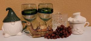 lot 212 image: MID CENTURY COLLECTIBLES. CLEMINSONS ART POTTERY MORNING AFTER MUG WITH ICE PACK TOP, KSA FABRICHE CAMEL PLUS