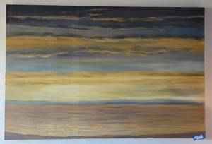 lot 4 image: LARGE 60 W x 40 H CANVAS-STYLE WALL FRAME IN STYLE, COLOR, AND CONDITION SHOWN.