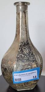 lot 14 image: DECORATIVE BOTTLE  BUD VASE IN STYLE, COLOR, AND CONDITION SHOWN. APPROX. 10 14 H x 5 12 W.