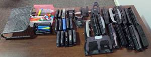 lot 45 image: MIXED LOT OF OFFICE SUPPLIES INCLUDING STAPLERS, HOLE PUNCHERS AND MORE AS SHOWN.