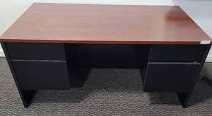 lot 53 image: OFFICE DESK WITH DRAWERS AS SHOWN. UNIT IS IN SOLID OVERALL CONDITION. APPROX. 60 L x 30 W x 29 H.