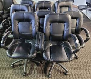 lot 61 image: (11) LEATHER STYLE OFFICE CHAIRS AS SHOWN. (SOLD 11X THE MONEY)