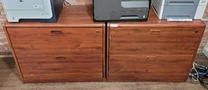 lot 86 image: (2) LATERAL FILING CABINETS IN STYLE, COLOR, AND CONDITION SHOWN. APPROX. 36 W x 20 D x 29 H EACH. (SOLD 2X THE MONEY)