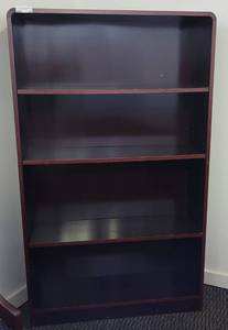 lot 102 image: 4-TIER BOOK CASE  SHELF IN STYLE, COLOR, AND CONDITION SHOWN. APPROX. 36 W x 12 D x 60 H.