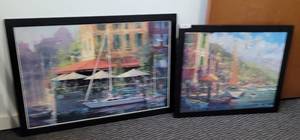 lot 104 image: (2) LARGE CANVAS-STYLE WALL ART FRAMES AS SHOWN. (1) 31 x 25 H AND (1) 39 x 27 (SOLD 2X THE MONEY)