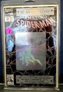 lot 1 image: The Amazing Spider-Man #365 Super Sized Hologram Cover 30th Anniversary Issue Comic  January 1, 1992 Black Cover $$$