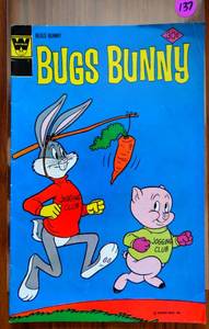 lot 137 image: VINTAGE Bugs Bunny #176 1976 Whitman Comic Book Porky Pig Jogging Club $$$